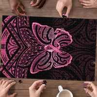 New Zealand Breast Cancer Awareness Puzzle Maori Butterfly Pink Ribbon Black Version LT14 - Polynesian Pride