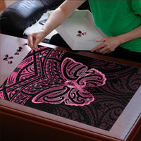 New Zealand Breast Cancer Awareness Puzzle Maori Butterfly Pink Ribbon Black Version LT14 - Polynesian Pride