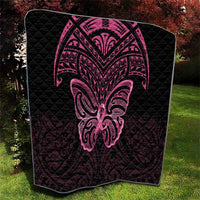 New Zealand Breast Cancer Awareness Quilt Maori Butterfly Pink Ribbon Black Version LT14 - Polynesian Pride