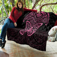 New Zealand Breast Cancer Awareness Quilt Maori Butterfly Pink Ribbon Black Version LT14 - Polynesian Pride