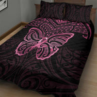 New Zealand Breast Cancer Awareness Quilt Bed Set Maori Butterfly Pink Ribbon Black Version LT14 - Polynesian Pride