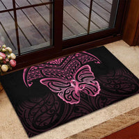 New Zealand Breast Cancer Awareness Rubber Doormat Maori Butterfly Pink Ribbon Black Version LT14 - Polynesian Pride