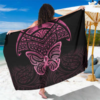 New Zealand Breast Cancer Awareness Sarong Maori Butterfly Pink Ribbon Black Version LT14 One Size 44 x 66 inches Black - Polynesian Pride