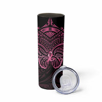 New Zealand Breast Cancer Awareness Skinny Tumbler Maori Butterfly Pink Ribbon Black Version LT14 - Polynesian Pride