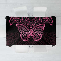 New Zealand Breast Cancer Awareness Tablecloth Maori Butterfly Pink Ribbon Black Version LT14 Black - Polynesian Pride