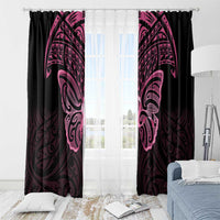 New Zealand Breast Cancer Awareness Window Curtain Maori Butterfly Pink Ribbon Black Version LT14 - Polynesian Pride