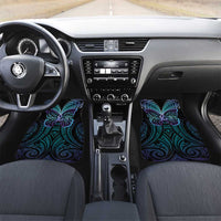 Suicide Prevention New Zealand Car Mats Aotearoa Maori Butterfly Mix Silver Fern LT14 Set 2pcs - Front Black - Polynesian Pride