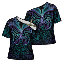 Suicide Prevention New Zealand Cross Shoulder Shirt Aotearoa Maori Butterfly Mix Silver Fern LT14 - Polynesian Pride