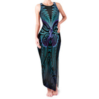 Suicide Prevention New Zealand Family Matching Tank Maxi Dress and Hawaiian Shirt Aotearoa Maori Butterfly Mix Silver Fern LT14 Mom's Dress Black - Polynesian Pride