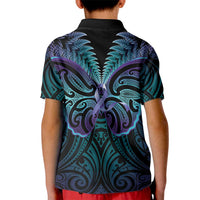 Suicide Prevention New Zealand Kid Polo Shirt Aotearoa Maori Butterfly Mix Silver Fern LT14 - Polynesian Pride