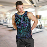 Suicide Prevention New Zealand Men Tank Top Aotearoa Maori Butterfly Mix Silver Fern LT14 Black - Polynesian Pride