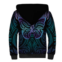 Suicide Prevention New Zealand Sherpa Hoodie Aotearoa Maori Butterfly Mix Silver Fern LT14 - Polynesian Pride