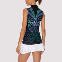 Suicide Prevention New Zealand Women Sleeveless Polo Shirt Aotearoa Maori Butterfly Mix Silver Fern LT14 - Polynesian Pride