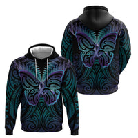 Suicide Prevention New Zealand Zip Hoodie Aotearoa Maori Butterfly Mix Silver Fern LT14 - Polynesian Pride