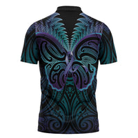 Suicide Prevention New Zealand Zipper Polo Shirt Aotearoa Maori Butterfly Mix Silver Fern LT14 - Polynesian Pride