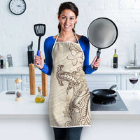 Beige Hawaii Apron Hammerhead Shark Tattoo Curve Polynesian - Polynesian Pride