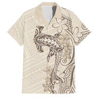 Beige Hawaii Family Matching Short Sleeve Bodycon Dress and Hawaiian Shirt Hammerhead Shark Tattoo Curve Polynesian LT14 Dad's Shirt - Short Sleeve Beige - Polynesian Pride