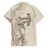 Beige Hawaii Family Matching Tank Maxi Dress and Hawaiian Shirt Hammerhead Shark Tattoo Curve Polynesian LT14 - Polynesian Pride