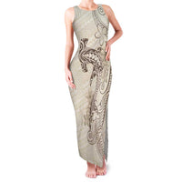 Beige Hawaii Family Matching Tank Maxi Dress and Hawaiian Shirt Hammerhead Shark Tattoo Curve Polynesian LT14 Mom's Dress Beige - Polynesian Pride