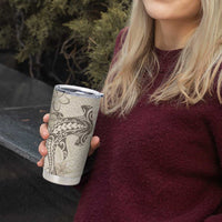 Beige Hawaii Tumbler Cup Hammerhead Shark Tattoo Curve Polynesian - Polynesian Pride