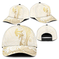 Gold and White Hawaii Classic Cap Hammerhead Shark Tattoo Curve Polynesian - Polynesian Pride