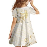 Gold and White Hawaii Family Matching Mermaid Dress and Hawaiian Shirt Hammerhead Shark Tattoo Curve Polynesian LT14 - Polynesian Pride