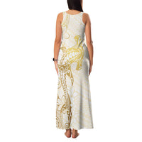 Gold and White Hawaii Family Matching Tank Maxi Dress and Hawaiian Shirt Hammerhead Shark Tattoo Curve Polynesian LT14 - Polynesian Pride