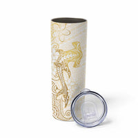 Gold and White Hawaii Skinny Tumbler Hammerhead Shark Tattoo Curve Polynesian LT14 - Polynesian Pride
