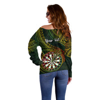 Personalised Polynesian Darts Off Shoulder Sweater Dart Lovers Tribal Pattern Mix Tropical Leaves LT14 - Polynesian Pride