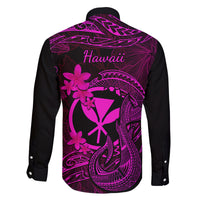 Hawaii Family Matching Short Sleeve Bodycon Dress and Hawaiian Shirt Fish Hook Tattoo Mix Polynesian Plumeria Pink Version LT14 - Polynesian Pride
