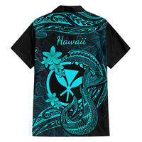 Hawaii Family Matching Off Shoulder Maxi Dress and Hawaiian Shirt Fish Hook Tattoo Mix Polynesian Plumeria Turquoise Version LT14 - Polynesian Pride