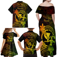 Hawaii Family Matching Off Shoulder Maxi Dress and Hawaiian Shirt Hula Girl Mix Polynesian Plumeria Reggae Version LT14 - Polynesian Pride