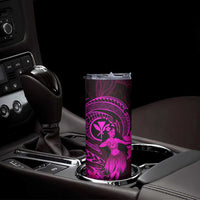 Hawaii Skinny Tumbler Hula Girl Mix Polynesian Plumeria Pink Version LT14 - Polynesian Pride
