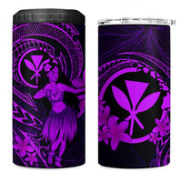 Hawaii 4 in 1 Can Cooler Tumbler Hula Girl Mix Polynesian Plumeria Purple Version LT14 One Size: 16 oz Purple - Polynesian Pride