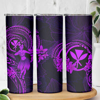 Hawaii Skinny Tumbler Hula Girl Mix Polynesian Plumeria Purple Version LT14 - Polynesian Pride