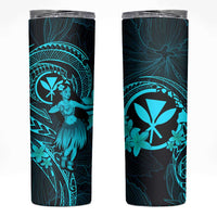 Hawaii Skinny Tumbler Hula Girl Mix Polynesian Plumeria Turquoise Version LT14 Turquoise - Polynesian Pride