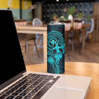 Hawaii Skinny Tumbler Hula Girl Mix Polynesian Plumeria Turquoise Version LT14 - Polynesian Pride