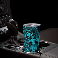 Hawaii Tumbler Cup Hula Girl Mix Polynesian Plumeria Turquoise Version