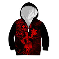 Hawaii Kid Hoodie Hula Girl Mix Polynesian Plumeria Red Version LT14 - Polynesian Pride