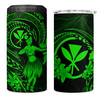 Hawaii 4 in 1 Can Cooler Tumbler Hula Girl Mix Polynesian Plumeria Green Version LT14 One Size: 16 oz Green - Polynesian Pride