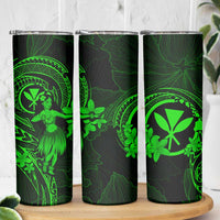 Hawaii Skinny Tumbler Hula Girl Mix Polynesian Plumeria Green Version LT14 - Polynesian Pride