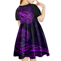 Hawaii Kid Short Sleeve Dress King Kamehameha Mix Polynesian Plumeria Purple Version LT14 - Polynesian Pride