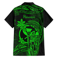Hawaii Family Matching Short Sleeve Bodycon Dress and Hawaiian Shirt King Kamehameha Mix Polynesian Plumeria Green Version LT14 - Polynesian Pride