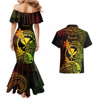 Hawaii Couples Matching Mermaid Dress and Hawaiian Shirt Pineapple Mix Polynesian Plumeria Reggae Version LT14 - Polynesian Pride
