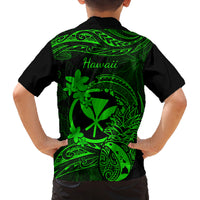 Hawaii Family Matching Off Shoulder Maxi Dress and Hawaiian Shirt Pineapple Mix Polynesian Plumeria Green Version LT14 - Polynesian Pride