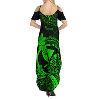 Hawaii Family Matching Summer Maxi Dress and Hawaiian Shirt Pineapple Mix Polynesian Plumeria Green Version LT14 - Polynesian Pride
