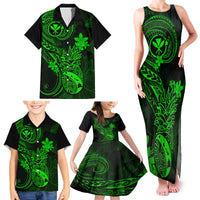 Hawaii Family Matching Tank Maxi Dress and Hawaiian Shirt Pineapple Mix Polynesian Plumeria Green Version LT14 - Polynesian Pride