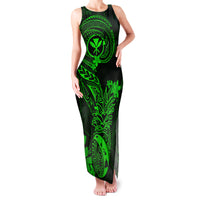 Hawaii Family Matching Tank Maxi Dress and Hawaiian Shirt Pineapple Mix Polynesian Plumeria Green Version LT14 Mom's Dress Green - Polynesian Pride