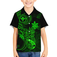 Hawaii Family Matching Tank Maxi Dress and Hawaiian Shirt Pineapple Mix Polynesian Plumeria Green Version LT14 Son's Shirt Green - Polynesian Pride