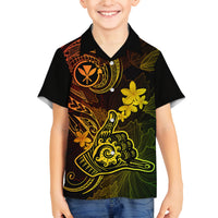 Hawaii Family Matching Long Sleeve Bodycon Dress and Hawaiian Shirt Shaka Tattoo Mix Polynesian Plumeria Reggae Version LT14 Son's Shirt Reggae - Polynesian Pride